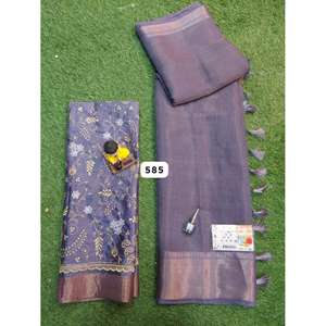 High-Quality Designer Soft Silk Floor-Length Saree for Young Women | Embossed <b>Glitter</b> Prints & Tassels, Perfect for Party Wear - Product Image 4