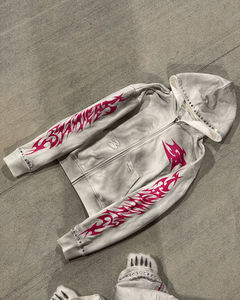 Sweat à capuche et pantalon de survêtement de sport à sublimation délavés à l'acide Ensemble deux pièces personnalisé de grande taille Survêtement de jogging pour hommes - Product Image 2