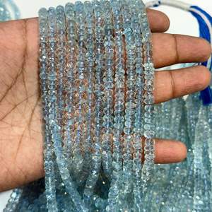Cuentas Redondas Facetadas de Aguamarina Azul Natural de Alta Calidad de 5 mm a 7 mm para la Fabricación de Joyas - Product Image 1