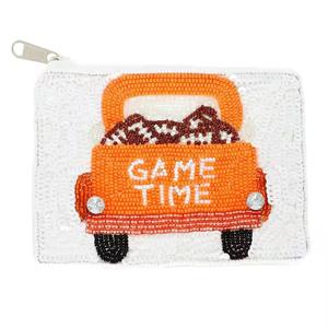 Cute pink <b>sequin</b> coin pouch with gold champagne bottle design perfect for gifting or carrying essentials stylishly - Product Image 4