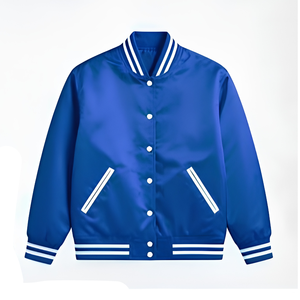 เสื้อแจ็คเก็ตเบสบอลแบบ Varsity สำหรับฝึกซ้อม ผ้าตาข่ายแบบกลับด้านได้ พิมพ์ลายด้านหน้า ผ้าถัก ผ้าซาติน สำหรับผู้ชาย ผู้หญิง เด็ก และเยาวชน - Product Image 1