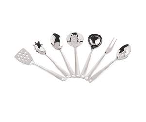 Ensemble de 7 ustensiles de cuisine en acier inoxydable, outils de cuisine durables pour la friture, le passage et le service, pour un usage domestique - Product Image 2