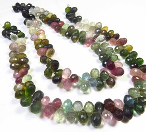 Tự Nhiên Cao Cấp 6x5-8x5mm Teardrop Briolette Tốt Cắt Đa Màu Sắc Tourmaline Đá Quý <span class=keywords><strong>Micro</strong></span> Mặt 8.5 "Sợi Lỏng Đá Quý - Product Image 5