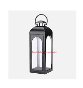 Luxury Modern Black Metal Lantern With Clear Glass Panels <b>Tall</b> Decorative <b>Candle</b> <b>Holder</b> For Indoor Outdoor Garden Home Decor - Product Image 1