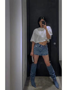 Vente en gros en vrac Western Cuissardes <span class=keywords><strong>Bottes</strong></span> Femmes Bout Pointu Crayon Talon Oxford Tissu Western <span class=keywords><strong>Bottes</strong></span> Cowboy <span class=keywords><strong>Bottes</strong></span> pour Femmes Chaussures - Product Image 6