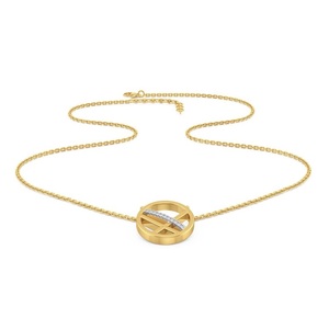 Collar de diamantes 0,04 CTS, collar de diamantes redondos sin conflictos de Halo de diamantes cultivados en laboratorio de oro de 14 quilates, joyería creada en laboratorio para ella - Product Image 2