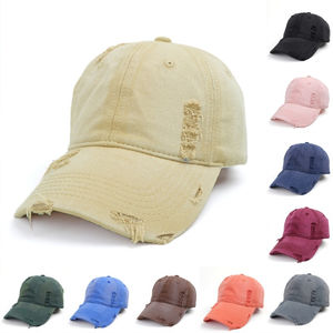 Gorra de béisbol de verano unisex Vintage algodón ajustable 3D bordado liso teñido desgastado en blanco lavado estilo de imagen al por mayor - Product Image 3