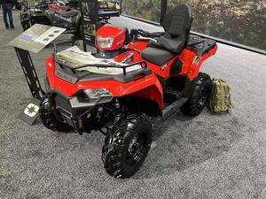 Red Plastic ATV Utility Vehicle with Black Seat and Cargo Rack for All Seasons Outdoor Use - Product Image 5