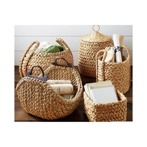 ตะกร้าผักตบชวาสานธรรมชาติแฮนด์เมดสำหรับใส่เสื้อผ้าและของตกแต่งบ้านจากเวียดนาม - Product Image 4