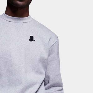 Jersey de cuello redondo de corte regular de invierno para hombre, sudadera con logotipo personalizado frontal, estampado Digital, patrón sólido, punto de algodón 100% - Product Image 6