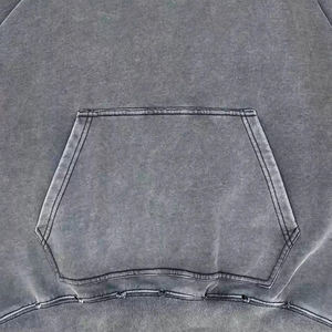 Sweat à capuche lavé à l'acide de qualité supérieure manches longues couleur grise grande taille vêtements de rue sweats à capuche pour hommes adultes avec conception sérigraphiée - Product Image 4