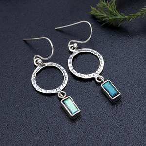 Hot Selling Vintage Elegant <b>Jewelry</b> Earrings S925 Sterling Silver Plated <b>Emerald</b> Cut Labradorite Gemstone Bezel <b>Set</b> Drop Earring - Product Image 2