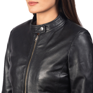 High Quality <b>Canvas</b> Finished Breathable Eco-Friendly Waterproof Reversible Women's Leather Jacket Genuine Leather Sleeves - Product Image 2