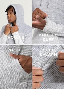Pulls à capuche en tricot 3D respirants pour hommes, automne-hiver 2024, manches longues, couleur unie, pull-over tendance, tricot chaud décontracté - Product Image 6