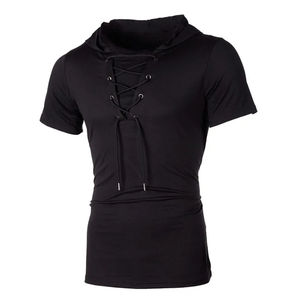 Camiseta ajustada para hombre 2025, ropa de casa de algodón 100% con personalidad de verano, camisetas con capucha de manga corta - Product Image 6