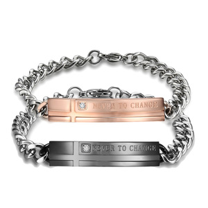 Bracelet cadeau d'amour de la Saint-Valentin pour les couples en acier inoxydable pour lui et elle ne changera jamais - Product Image 6