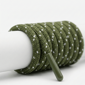 Cordón Metálico Moderno de Alta Calidad, Ecológico, Plano, Trenzado, Recubierto de Algodón, con Logotipo Personalizado, Extremos de Silicona - Product Image 5