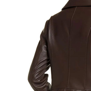 Women's Genuine <b>Leather</b> Jacket-Eco-Friendly Windproof Design Raw Fabric <b>High</b> Street Style Customizable Private Label Reasonable - Product Image 5