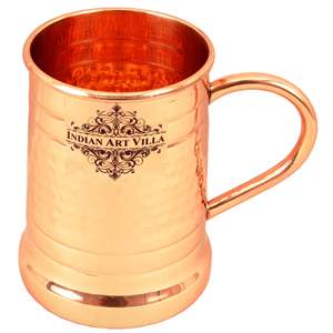 Taza de Cerveza Estilo Americano Clásico Moscow Mule, Capacidad de 600 ml, Jarra de Cobre Puro con Diseño Anillado, Hecha de Acero Inoxidable 304 - Product Image 1