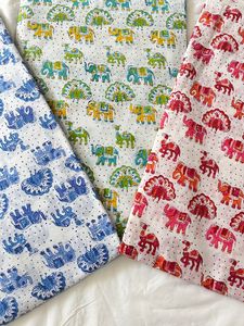 ชุดเดรสผ้าฝ้ายอินเดียสำหรับผู้หญิงผ้าทอมือพิมพ์ลายสัตว์และงานประดิษฐ์ผ้าสำหรับวิ่งทรงหลวม - Product Image 2