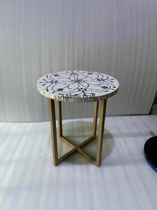 Table basse ronde en nacre incrustée de perles, meubles de Style Unique, serpillière décorative multicolore, Table d'appoint moderne - Product Image 2