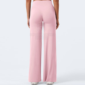 Pantalon évasé taille mi-haute élastique pour femme, motif uni, hiver, fitness, entraînement, écologique, respirant, Spandex/Nylon de haute qualité - Product Image 2
