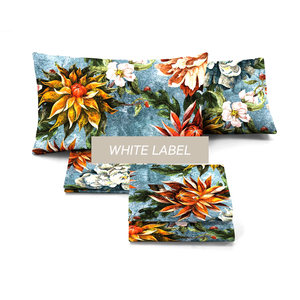 ชุดเครื่องนอนฉลากสีขาวผ้าฝ้ายแท้ผลิตจากอิตาลีผ้าซาตินสีเทาทันสมัยพิมพ์ดิจิตอลที่ติดตั้งได้ปรับแต่งได้ - Product Image 1