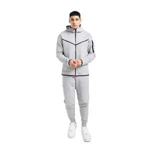 Ensemble de survêtement de sport en molleton technique respirant pour homme, à capuche, décontracté, pour la salle de sport, deux pièces, 100% coton, jogging d'hiver, Nouvel An 2024 - Product Image 2