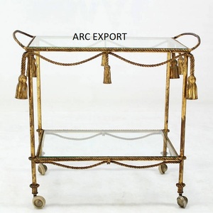 Diseño de Material de Metal dorado duro con carro de diseño Chapado en espejo Estantes de almacenamiento antiguos para uso en fiestas de bodas de hoteles - Product Image 4