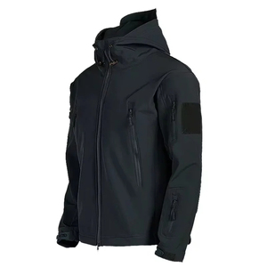 Veste softshell en peau de requin pour hommes, blouson taille haute à capuche avec décoration en cristal, coupe-vent et imperméable - Product Image 6