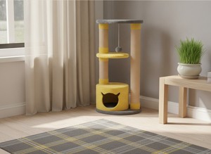 Arbre à chat Amistar Classic Rustic en bois avec design écologique, construction durable et emballage en carton pour les explorateurs félines audacieux - Product Image 2