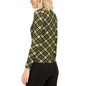 Top a maniche lunghe a quadri verde da donna Michael Kors, taglia Small-Regular & Petite, Collezione Autunno - Product Image 2