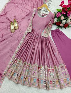 ชุดเดรส Anarkali ดีไซน์เนอร์งานฝีมือสไตล์ปากีสถาน 2 สี / ชุดเจ้าสาว Salwar Kameez พร้อมจัดส่งฟรีทั่วโลก - Product Image 4