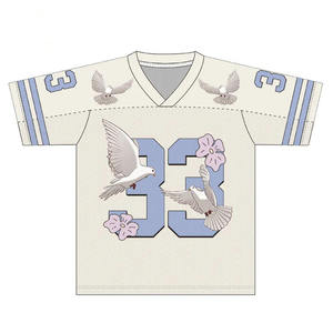 Custom Streetwear Men's Boxy Jersey T-Shirt with Breathable Printed Polyester Embroidery & Sublimation American Football Design - Product Image 5