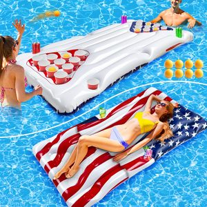Hot Sale 2 in 1 Inflatable American Flag Pool Float Pong Game <b>Table</b> 6x3 Ft for 4th of July Party Water Games with 8 Balls - Product Image 1