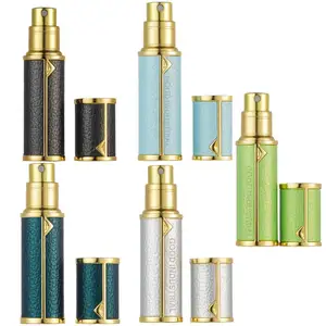 Nachfüllbarer 5 ml tragbarer luxuriöser Mini-Parfümzerstäuber Ledereinheit Reise-Kosmetikspray-Verpackung Parfümzerstäuber