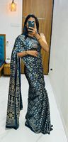 Saree fantaisie ajrakh gajji bandhej Lagdi pure Gajji Soft Silk saree
