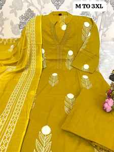 Kurti, Pantalón y Dupatta de Algodón Premium para Mujer, Estilo Indio y Pakistaní, para Fiestas, con Trabajo Artesanal, Precio al por Mayor - Product Image 6