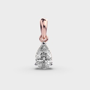 Colgante Solitario con Corte de Pera Cultivado en Laboratorio, en Oro Blanco/Amarillo y Oro Rosa de 9K con Baño de Rodio, Certificado IGI, Clásico para Mujer - Product Image 1