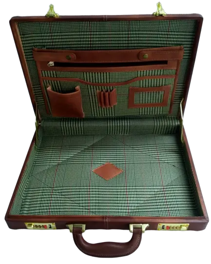 Valigia da ufficio Unisex con valigetta elegante in vera pelle di capra marrone personalizzata con chiusura a cerniera multipla
