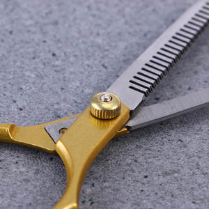 กรรไกรตัดผมสแตนเลสแบบมืออาชีพปลายใบมีดคมเครื่องมือด้านความงามสำหรับช่างตัดผมสไตลิสโกลด์ - Product Image 4