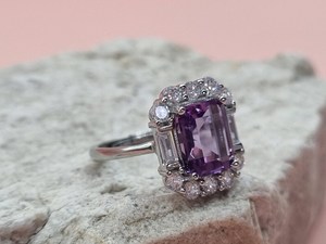 Bague en améthyste naturelle, argent sterling 925 massif, bijoux fins pour femmes, design unique pour mariage, fiançailles, fête - Product Image 3