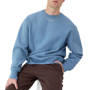 Sudaderas de cuello redondo con forro polar de 450g para hombre, suéter de hombro caído grueso de Color sólido, sudaderas con capucha resistentes para otoño - Product Image 5