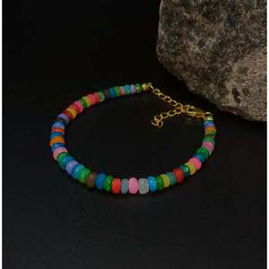 Multi-Color 18K Gold Filled Ethiopian <b>Opal</b> <b>Bracelet</b> Disco <b>Opal</b> Beaded Bangles with Diamond Pearl Alloy Material for Parties - Product Image 3