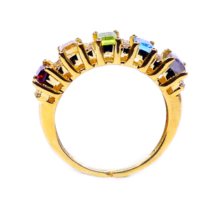 Bague de fiançailles pour femme en argent sterling réglable 925 avec pierres précieuses multicolores plaquées or - Product Image 4