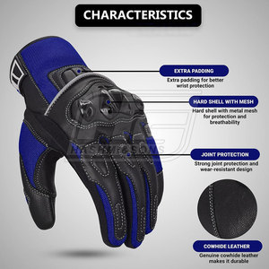 Gants de moto en cuir respirants à doigts entiers unisexes pour hommes avec fonction tactile pour une utilisation en hiver - Product Image 2