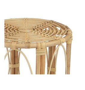 Table d'appoint haute en rotin tressé à la main, écologique, design cylindrique à cadre ouvert, finition naturelle, mobilier en gros pour hôtels et complexes hôteliers - Product Image 2