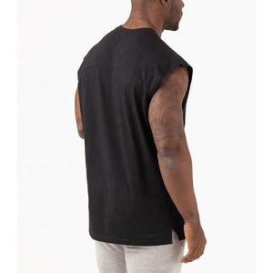 Débardeur Streetwear à col double couche en coton + polyester 185g personnalisé débardeurs pour hommes - Product Image 2