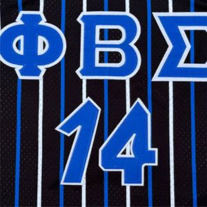 Maillot de basket-ball noir à fines rayures-Phi Beta Sigma 100% Logos brodés en maille lourde et équipement de fraternité en côtes tricotées - Product Image 3
