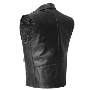 Gilet de motard en cuir véritable personnalisé pour hommes, épais et respirant, pour l'hiver, prix de gros - Product Image 5
